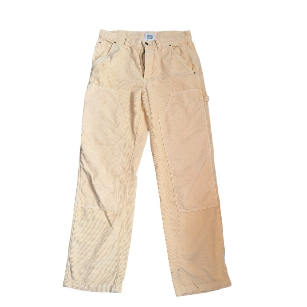 BDG Mango Pale Yellow Corduroy Carpenter Straight Leg Double‎ Knee Panel Pant 8
